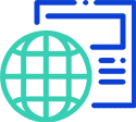 World globe in front of a webpage frame, representing NEXSYS creating a winning social media strategy.