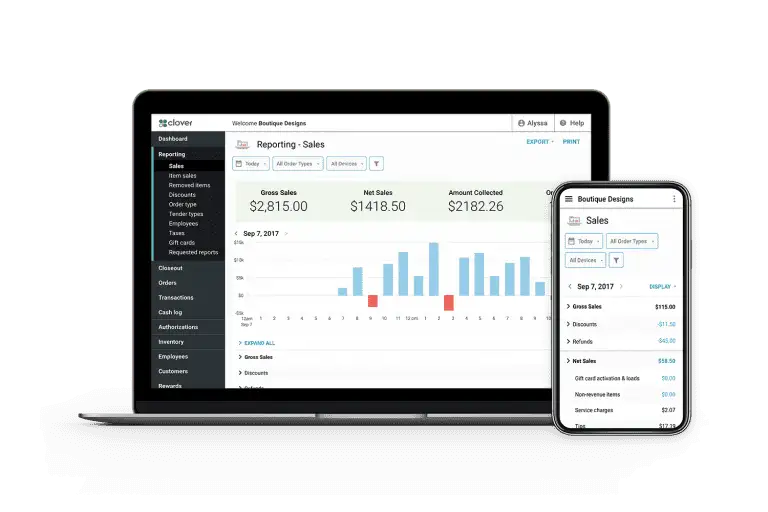 Clover POS Backoffice Dashboard: Remote Management on Laptop and Mobile