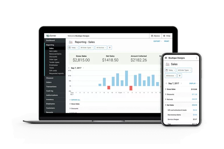 Clover POS Backoffice Dashboard: Remote Management on Laptop and Mobile