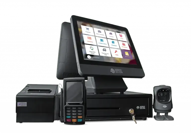 NRS POS Bundle - Dual Screen System, Barcode Scanner, Cash Drawer, and Card Reader