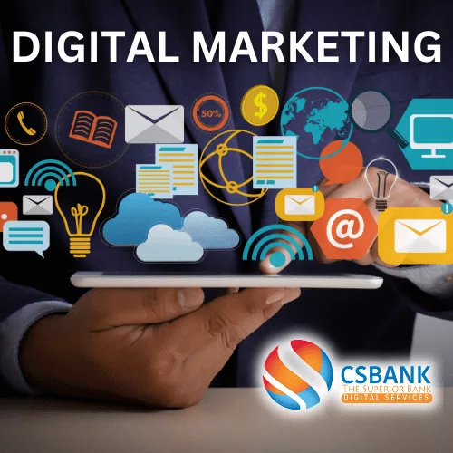 Hand Holding Digital Marketing Screen with Logos