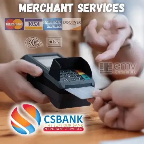 Credit Card Inserted into Terminal with Card Brand Logos