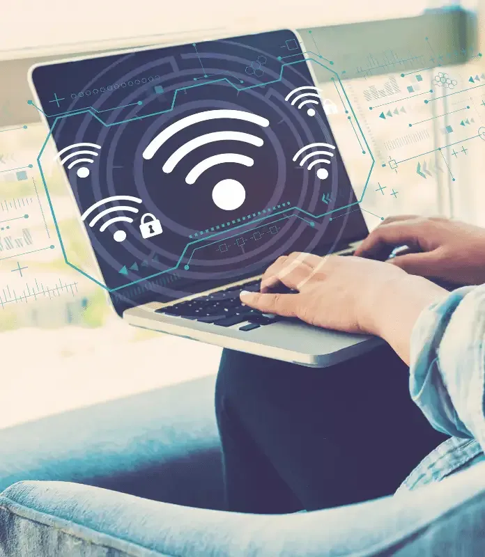 NEXSYS Wi-Fi as a Service - Hands on Laptop with Multiple Wi-Fi and Locked Wi-Fi Logos